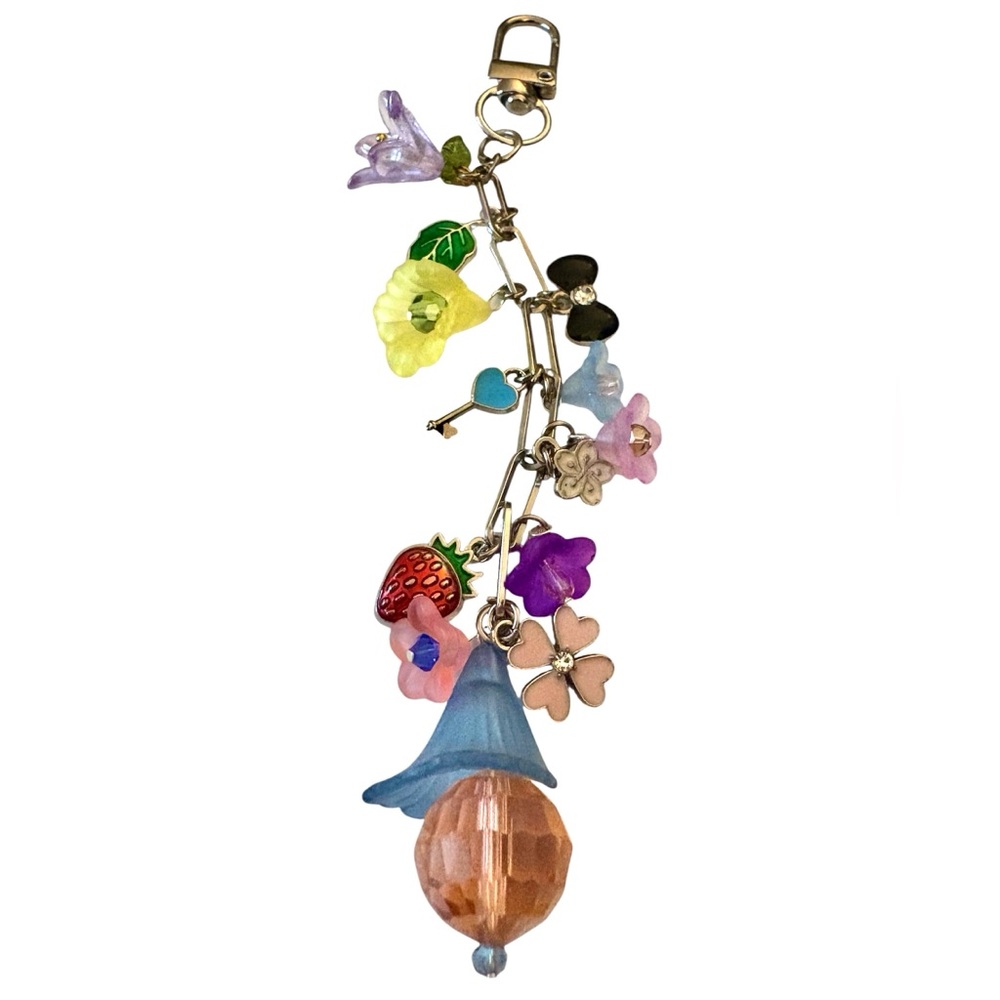 Assorted Enamel Charms, Lucite Flowers and Swarovski Crystal Bag Charm/Key Chain - Picture 2 of 5